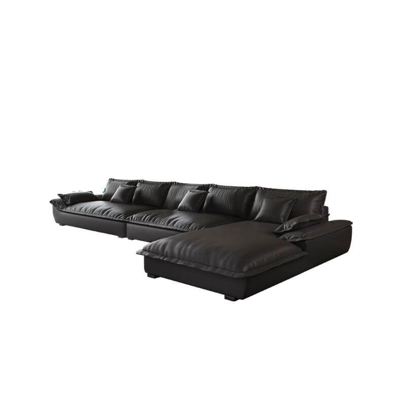 Modern L-Shaped Sectional Sofa with Chaise Lounge in Black - Sturdy Concealed Support - Perfect for Living Room, Home Theater, and Small Spaces