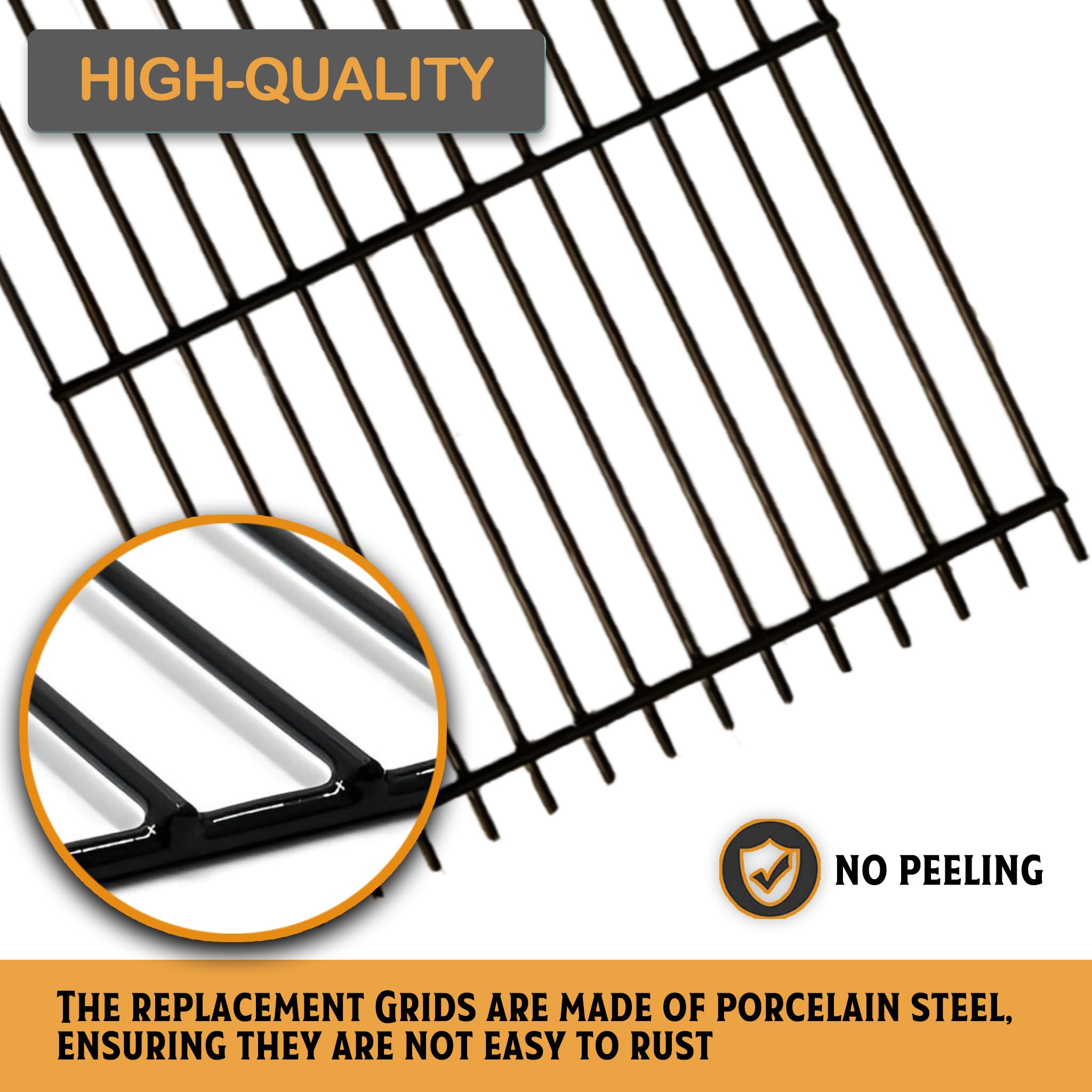 Master Cook 3 Burner Grill Replacement Porcelain Coated Cooking Grid Set - Durable BBQ Grill Grates for Outdoor Gas Grilling, Backyard Cookouts & Camping Trips