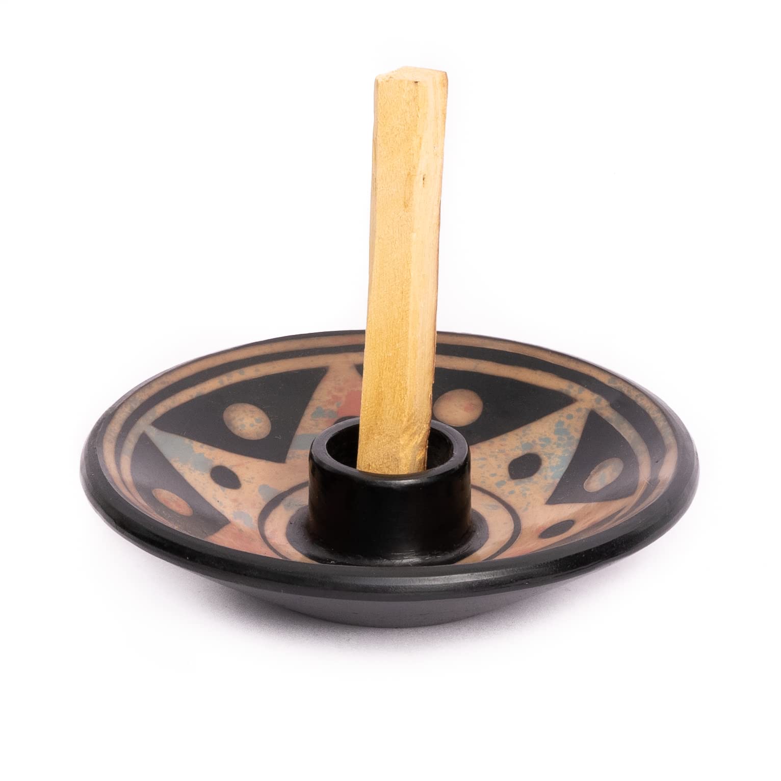 Authentic Handmade Peru Pottery Palo Santo Stick Holder & Incense Holder - Ceramic Smudge Bowl for Sage, Palo Santo Sticks (Includes 5 Sticks) - Perfect for Meditation, Yoga, Aromatherapy & Home Decor (Apricot)
