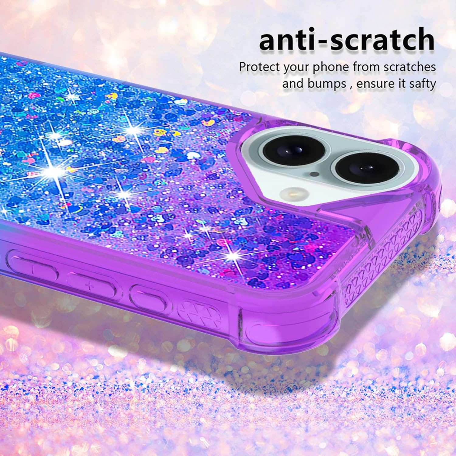 iPhone 16 Glitter Liquid Shockproof Case - Sparkling Floating Design Slim Protective Cover with Soft TPU Bumper, Raised Edges for Screen & Camera Protection | Stylish Durable Phone Case for Women Girls (Perfect for Daily Use, Parties & Gifts)