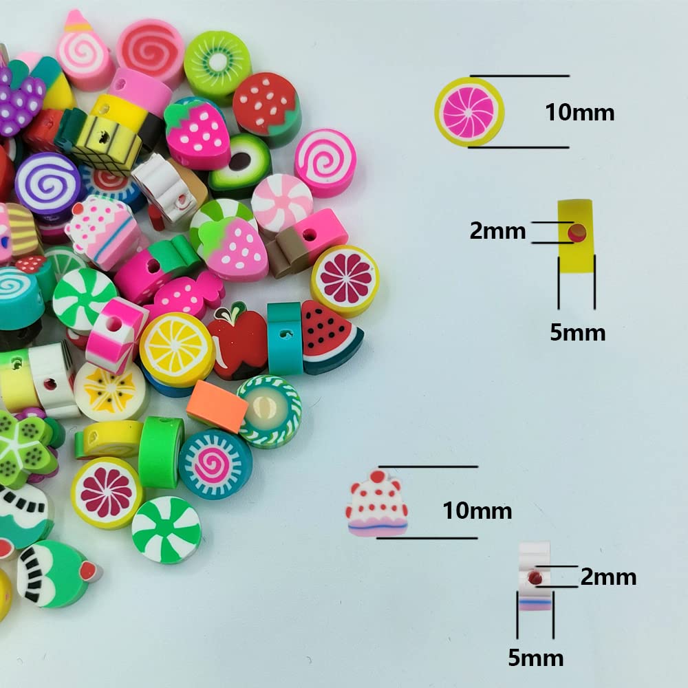 200pcs Mixed Fruit Candy Polymer Clay Beads - DIY Jewelry Making Kit for Bracelets, Necklaces & Charms | Perfect for Kids Crafts, Party Favors & Handmade Gifts
