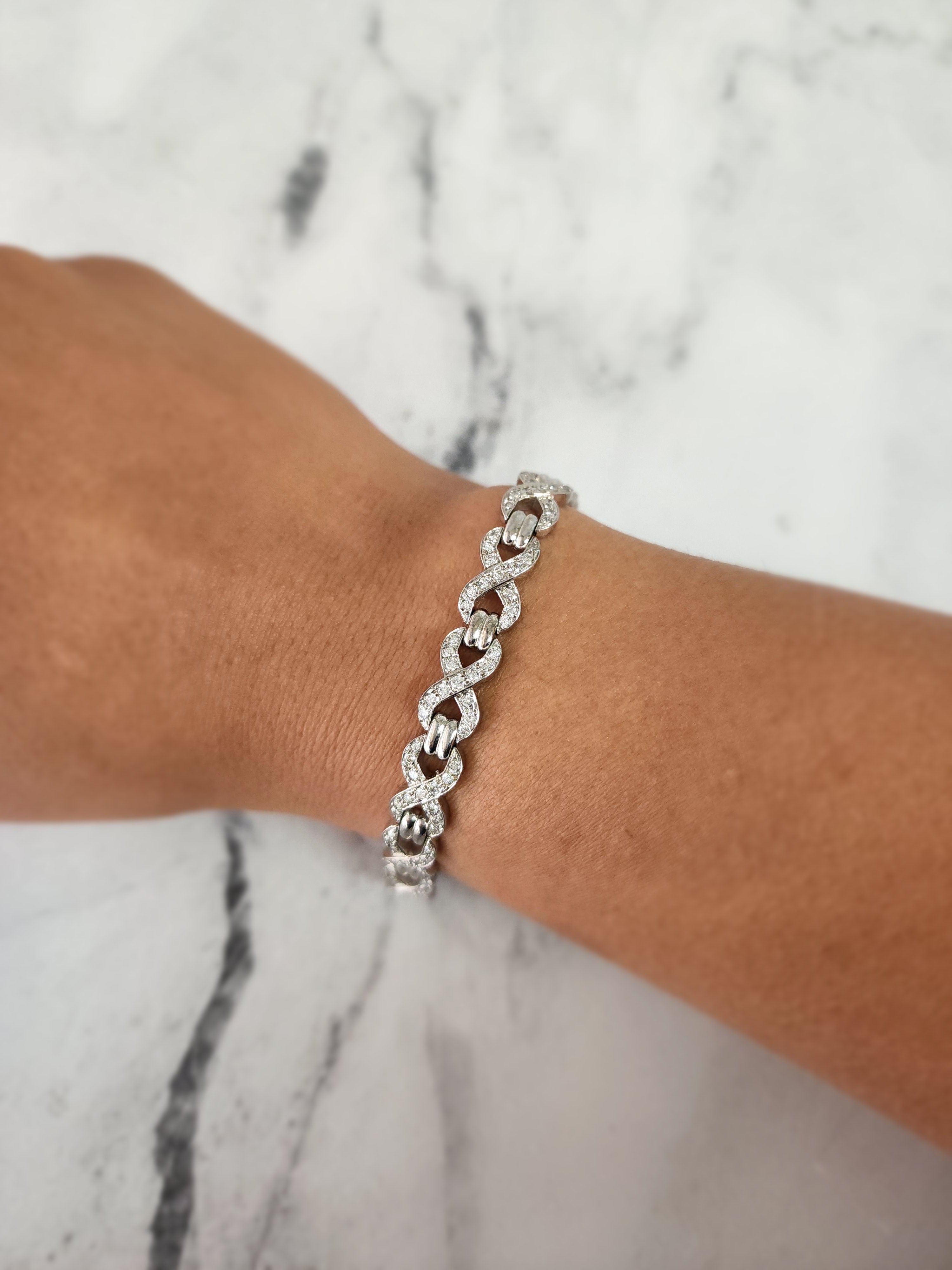 3 Carat Infinity Diamond Link Tennis Bracelet for Women - 14K White Gold Dainty Chain Bracelet - Elegant Jewelry Gift for Anniversary, Wedding & Special Occasions