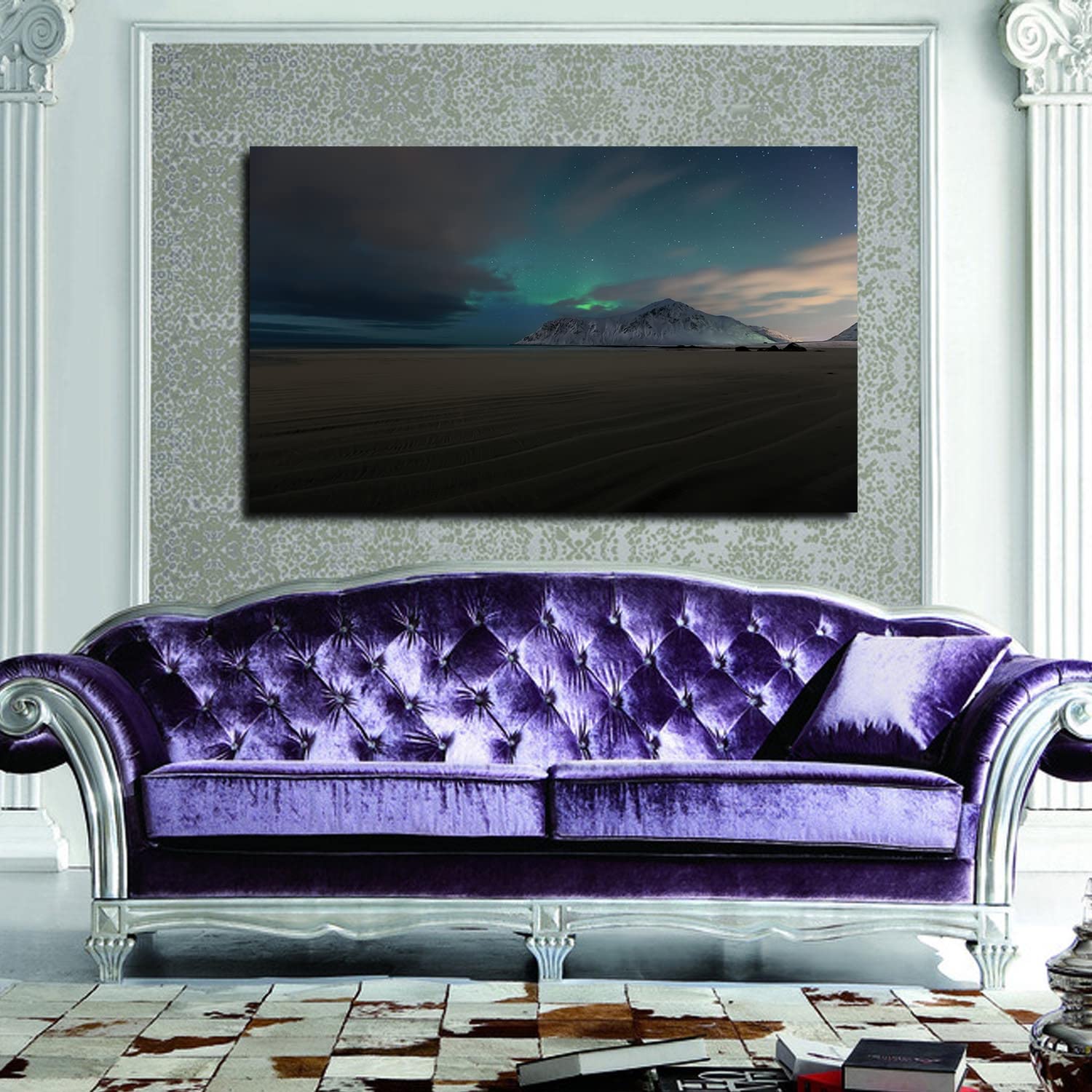 Stunning Aurora Borealis Canvas Wall Art - Northern Lights Framed Painting for Home, Office, Bedroom & Living Room Decor | Ready to Hang | Perfect for Nature Lovers & Cozy Winter Nights