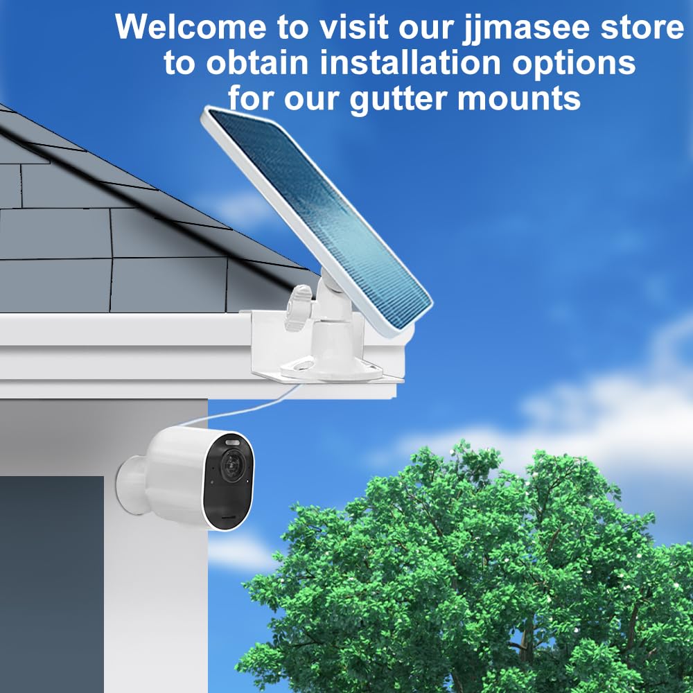 JJMASEE Solar Panel Charger for Arlo Essential Spotlight/XL Spotlight Camera - Weatherproof 13FT Micro USB Cable & Aluminum Alloy Mount (1 Pack) - Outdoor Security Camera Power Solution for Home Surveillance