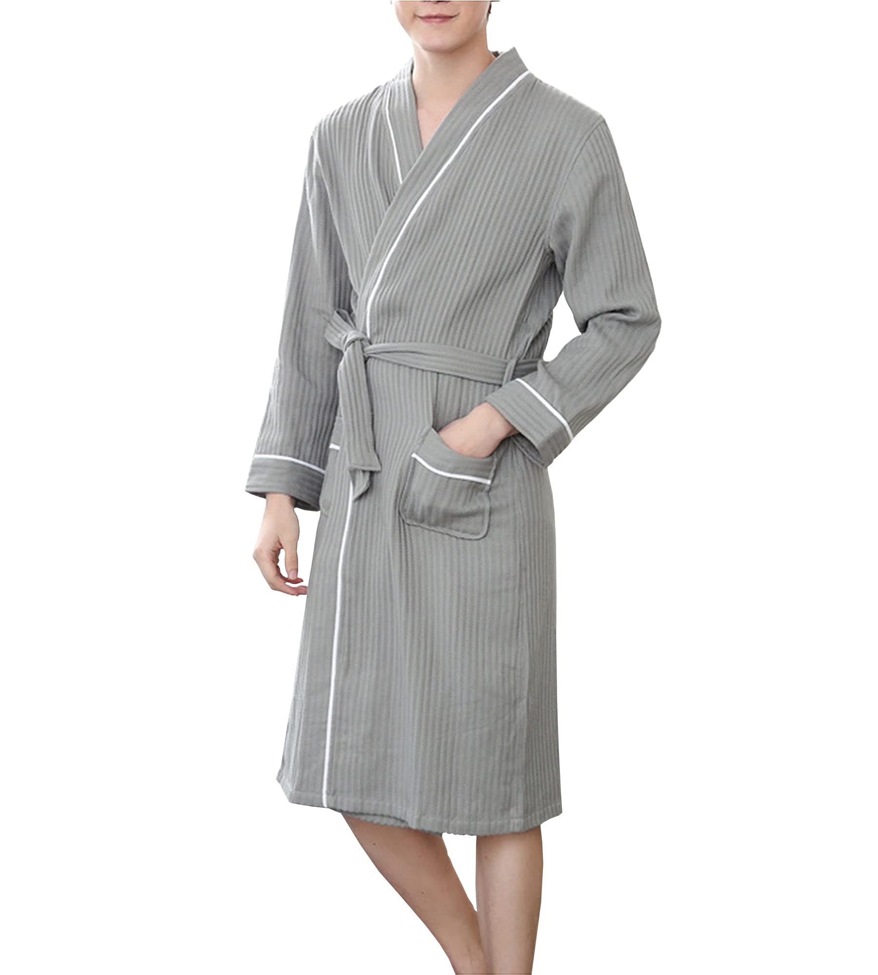 Men's Waffle Knit Bathrobe - Soft Cotton Sleepwear & Shower Robe for Men & Women - Cozy Cardigan Pajama for Home, Hotel & Spa Relaxation