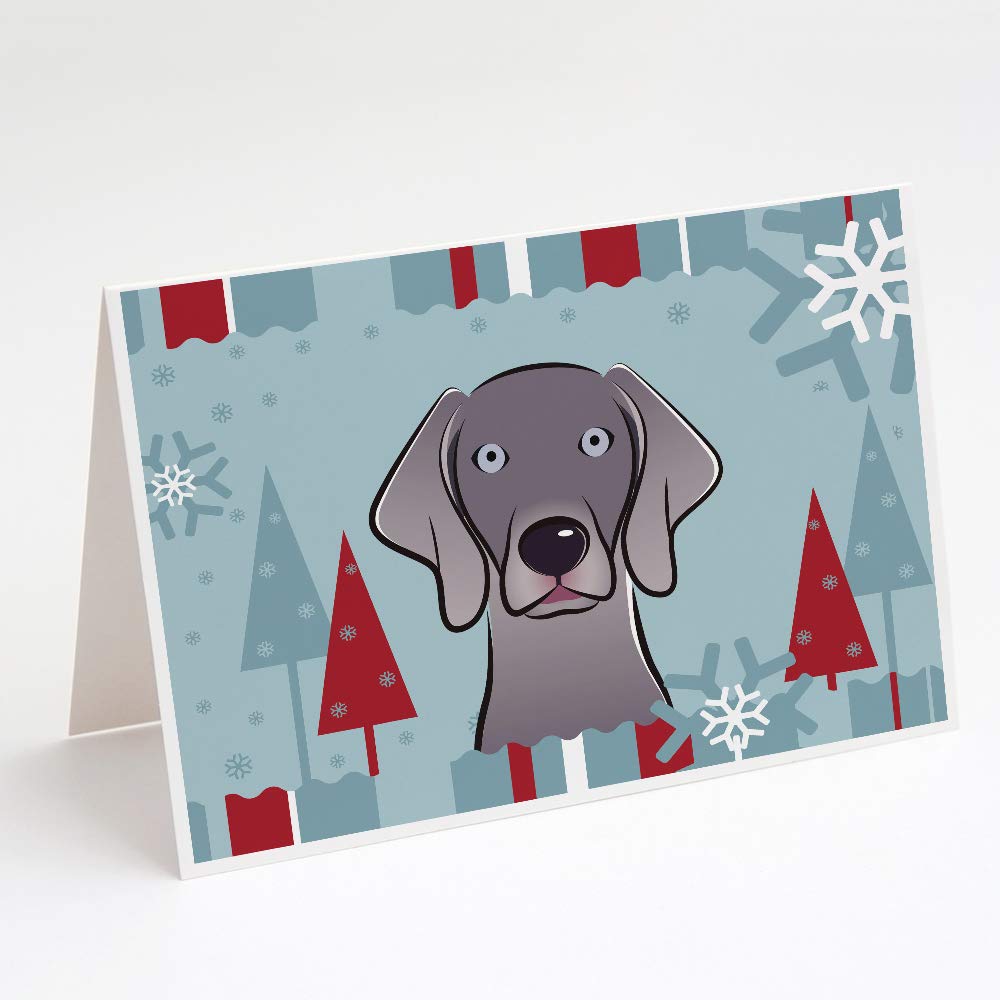Winter Holiday Weimaraner Greeting Cards - Pack of 8 Blank A7 Note Cards (5x7 Inches) with Envelopes - Whimsical Christmas Dog Design - Perfect for Holiday Greetings, Thank You Notes & Seasonal Wishes