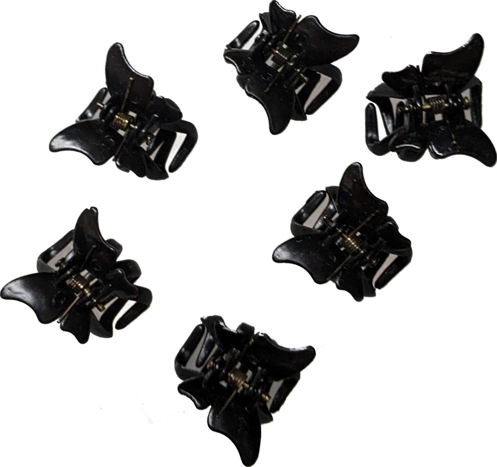 6pcs 2cm Black Butterfly Hair Clips for Women & Girls - Party & Daily Use