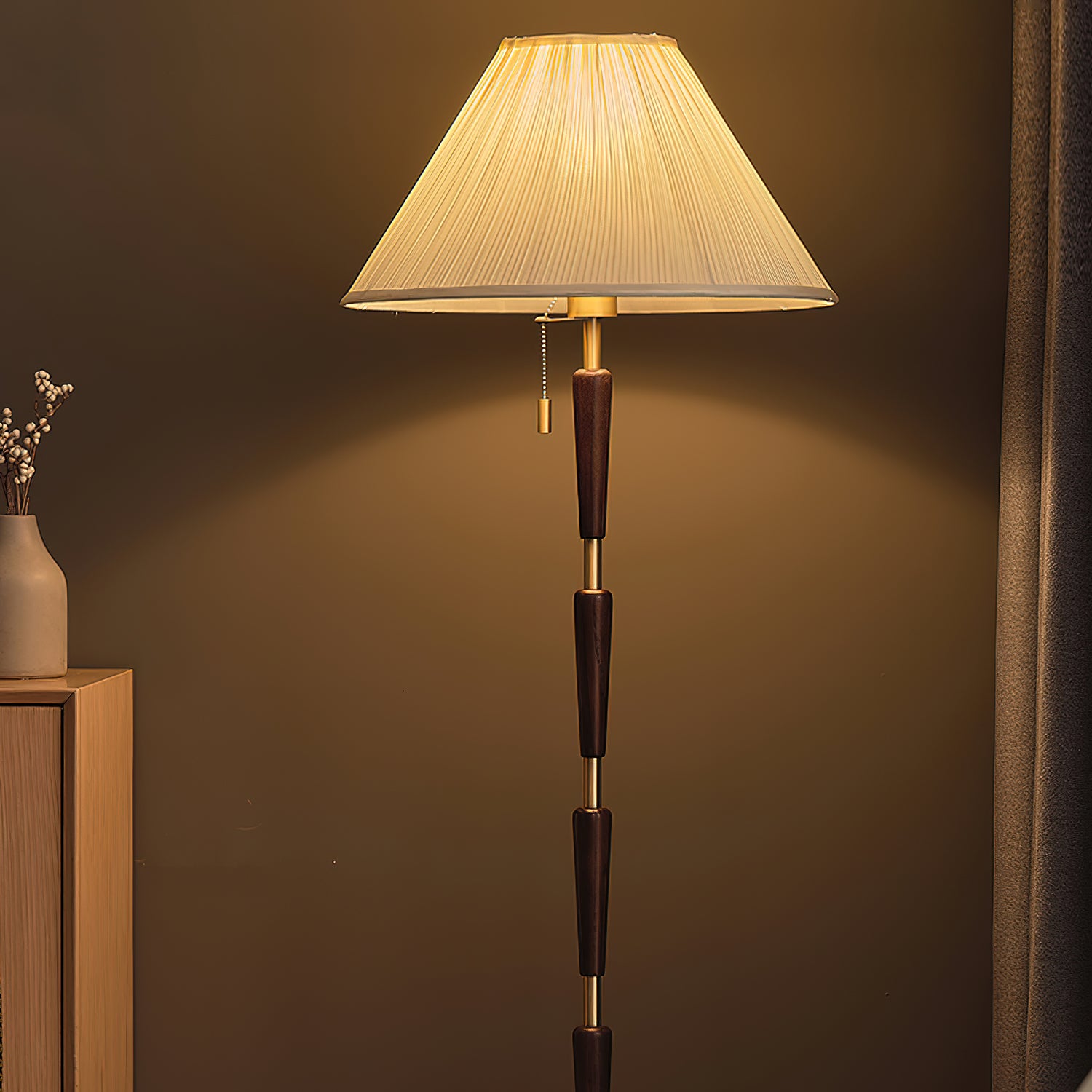Modern Bamboo Knot Floor Lamp - Handcrafted Natural Wood Standing Light for Living Room, Bedroom & Office - Warm Ambient Lighting for Home Decor & Relaxation