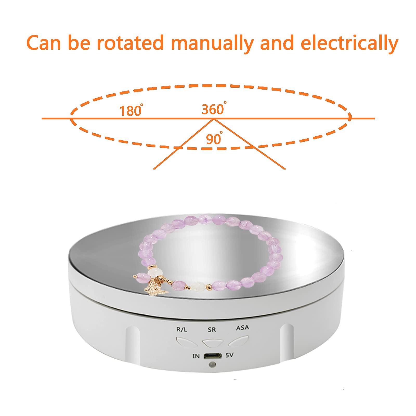 Luolety 360° Motorized Electric Photography Turntable - 10kg Load Capacity Rotating Display Stand with 5 Backgrounds for Jewelry, Watches & Product Photography | Perfect for Live Videos, E-commerce Listings & Social Media Content Creation