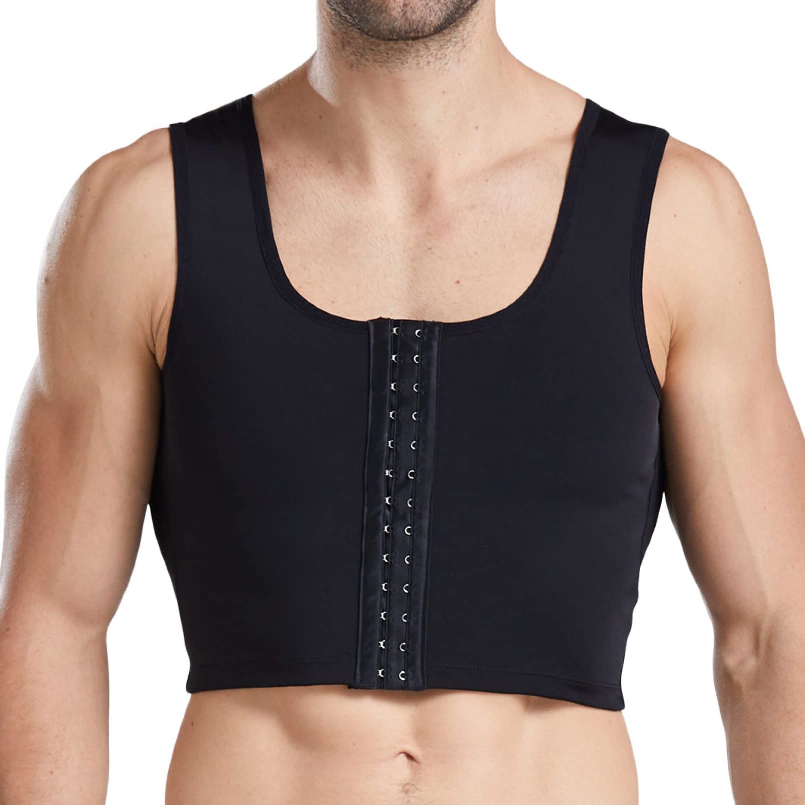 EBRICON Men's Body Shaper Shirt - Chest Corrector Posture Support & Gynecomastia Compression Top - Slimming T-Shirt for Belly & Back Support - Perfect for Workout, Office & Everyday Wear