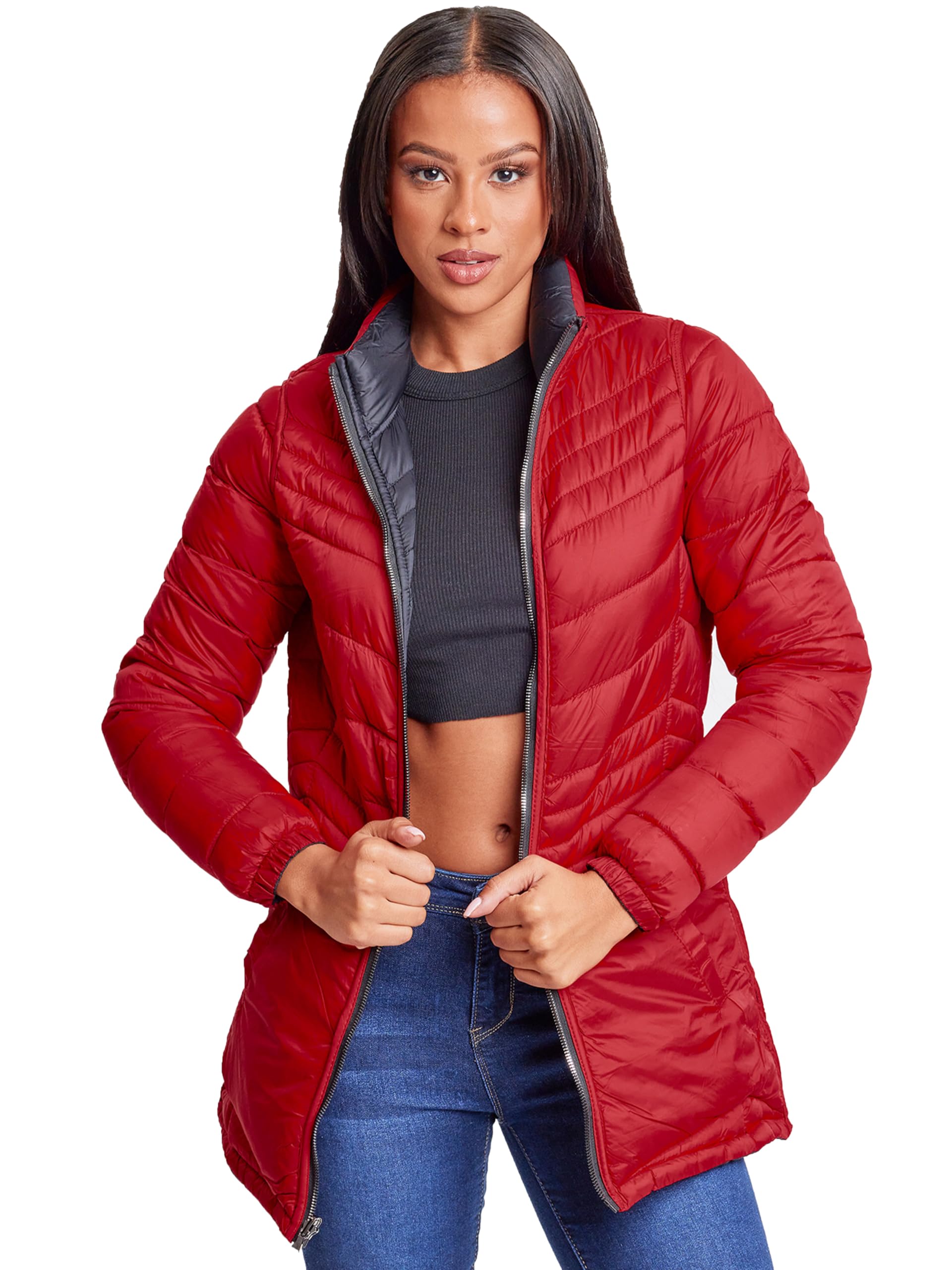 YMI Women's Reversible Puffer Jacket - Winter Warm Quilted Coat with Hood, Lightweight Insulated Outerwear for Cold Weather | Perfect for Snowboarding, Skiing & Everyday Winter Fashion