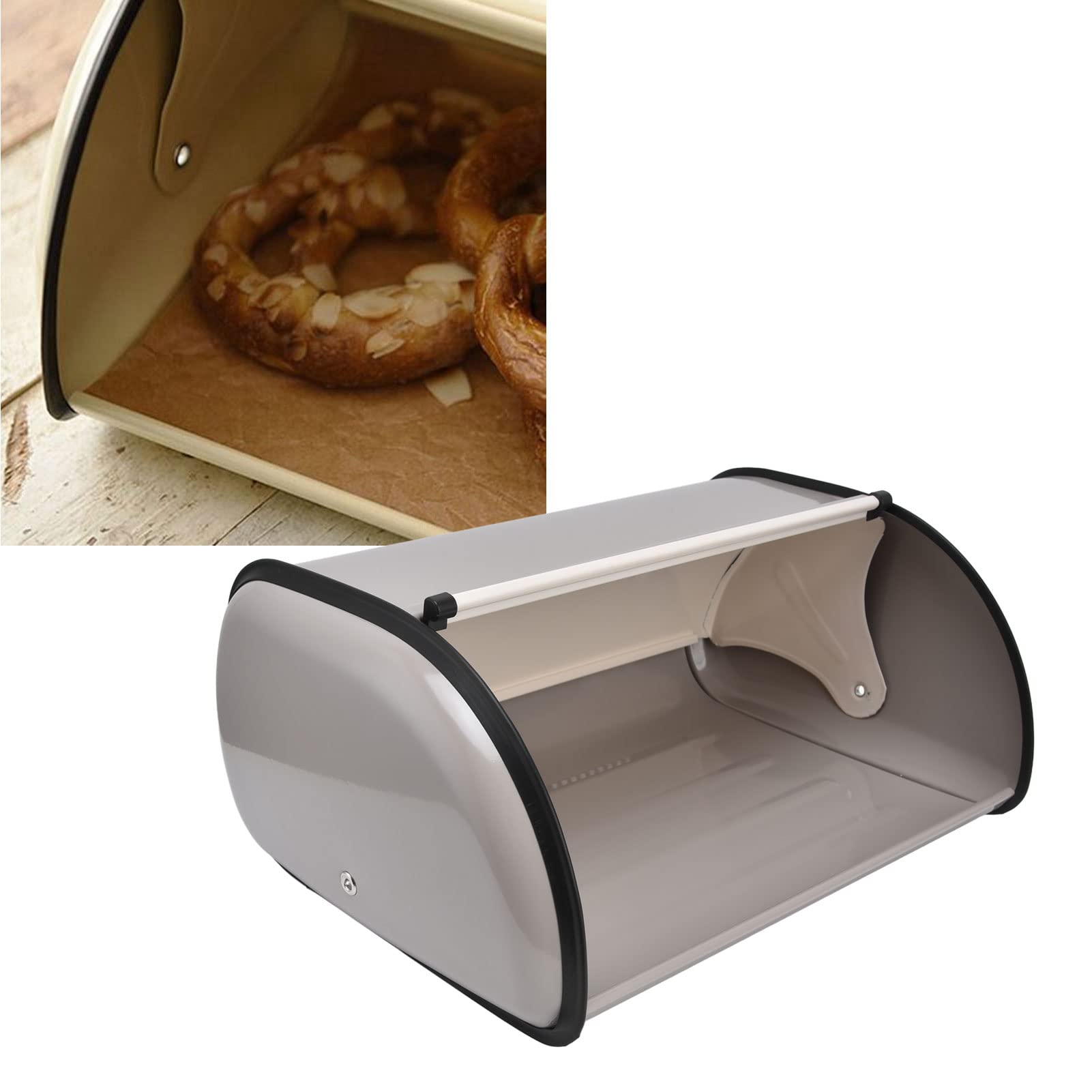 Stainless Steel Bread Storage Bin with Roll-Up Lid - Large Capacity Holds 2+ Loaves - Fingerprint Proof Matte Finish - Kitchen Counter Bread Box for Fresh Baked Goods, Sandwiches & Pastries