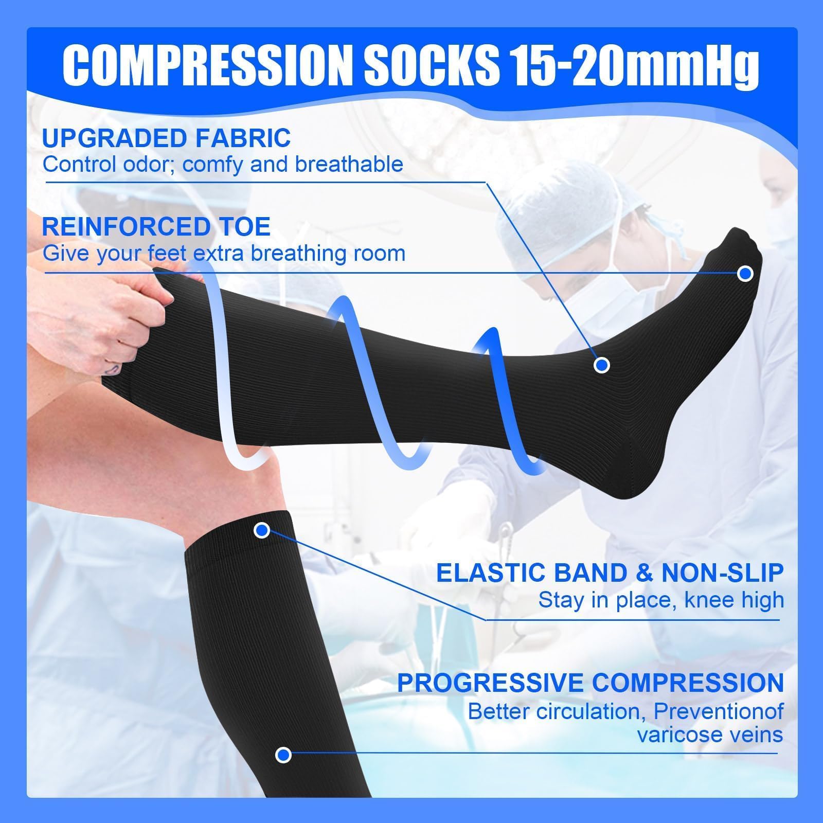 HLTPRO 4 Pairs Copper Compression Socks 20-30mmHg for Women & Men - Circulation Support Socks for Travel, Nurse, Running, Varicose Veins Relief & Swelling Reduction - Perfect for Long Flights, Work Shifts & Sports Recovery