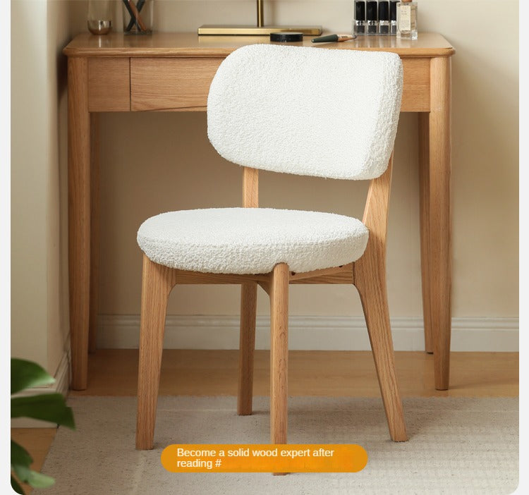 Premium Oak Solid Wood Makeup Stool with Soft Lamb Velvet Upholstery - Perfect for Vanity, Dressing Table & Bedroom Decor