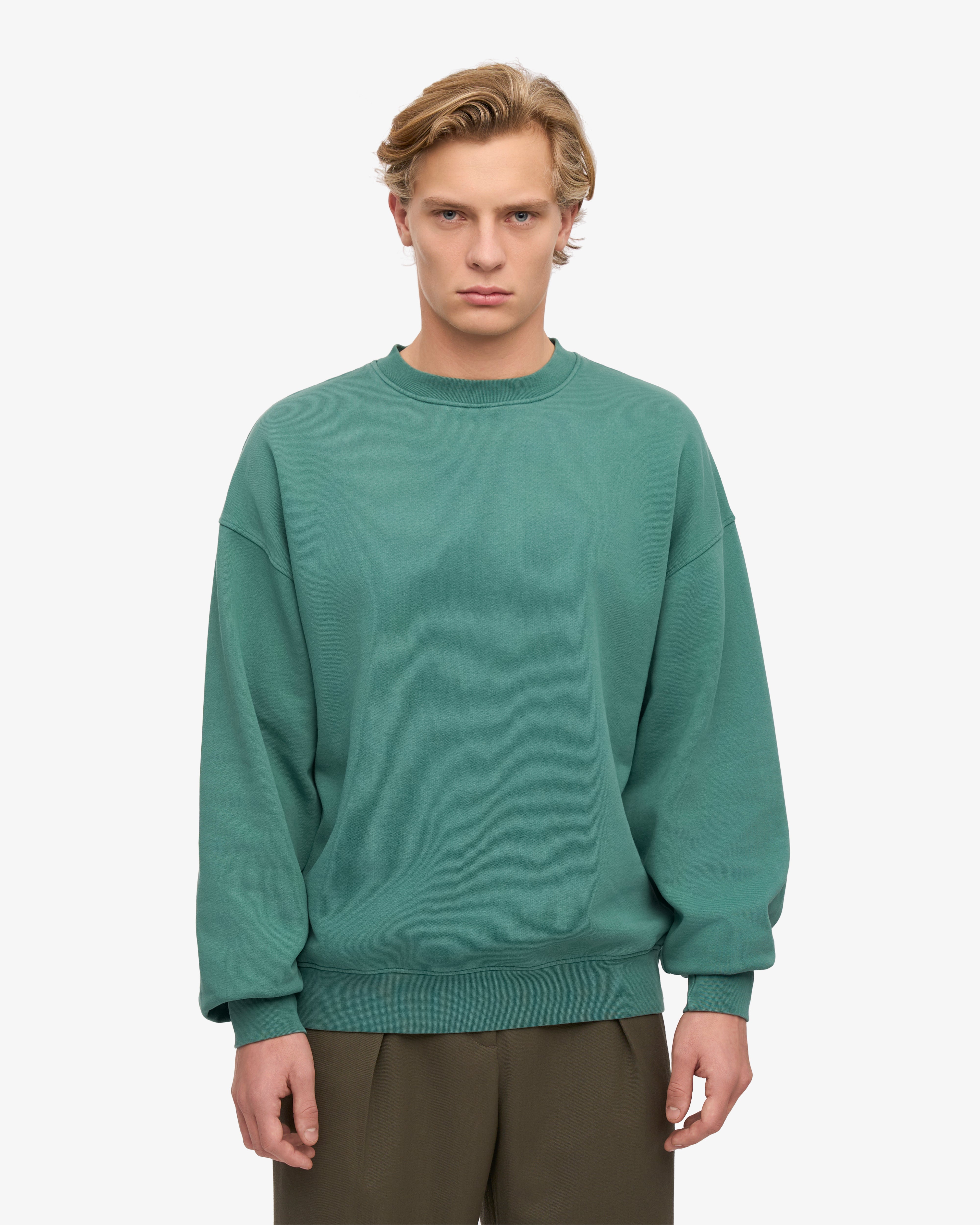 Organic Oversized Crewneck Sweatshirt for Women - Soft & Comfortable Pine Green Pullover - Perfect for Casual Wear, Lounge & Street Style