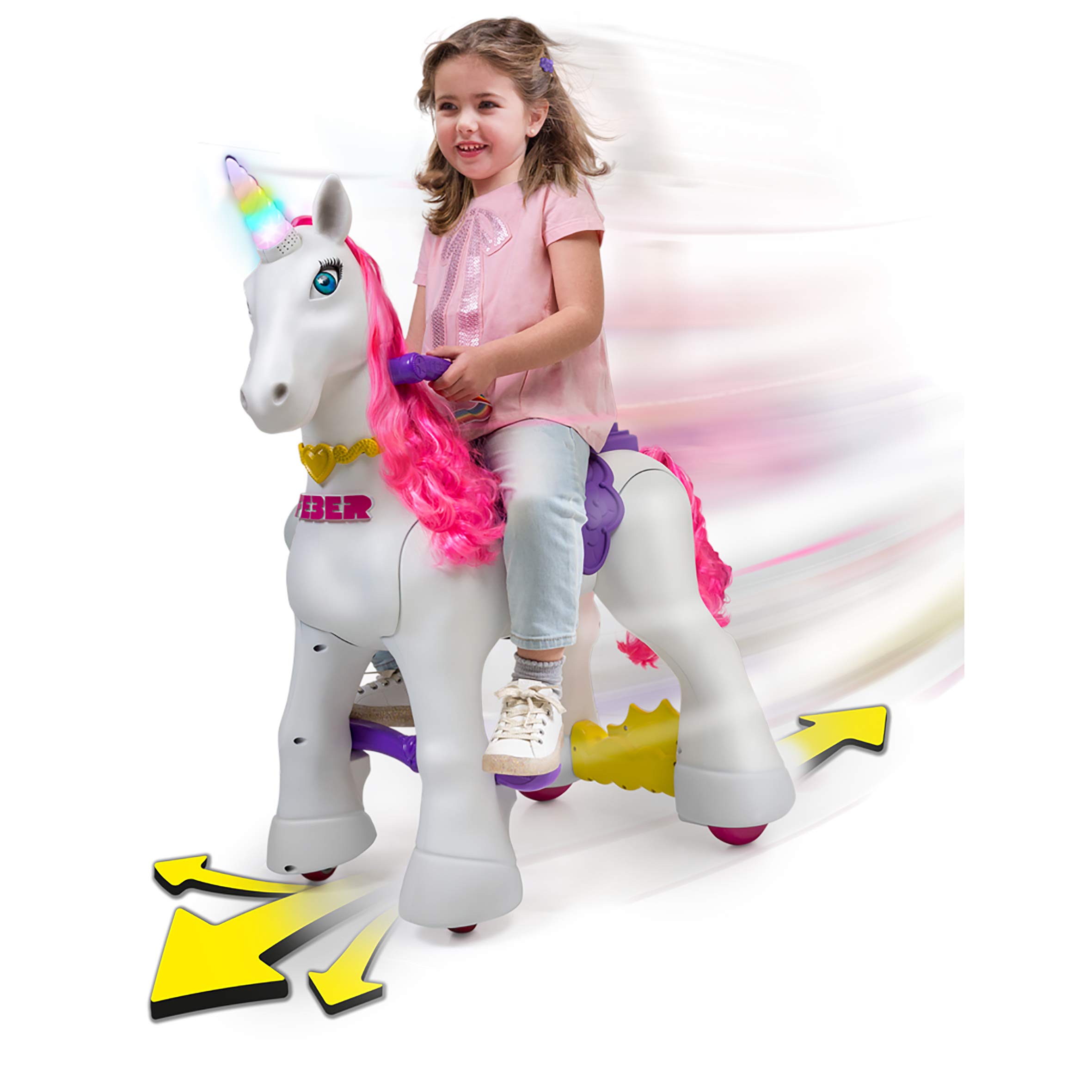 Feber My Lovely Unicorn Ride-On Toy for Kids - EU Version with Safety Pins - Magical Unicorn Playtime for Indoor & Outdoor Fun