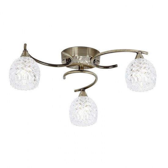 Boyer 3Lt Ceiling Lamp in Chrome/Antique Brass - Modern Chandelier Lighting for Living Room, Bedroom & Dining Room