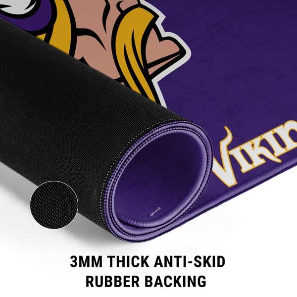 Skinit Extra Large Gaming Mouse Pad - Officially Licensed NFL Minnesota Vikings Distressed Design | Non-Slip Rubber Base & Stitched Edges | Waterproof Desk Mat for Keyboard & Mouse | Perfect for Gaming, Office & Home Workspace