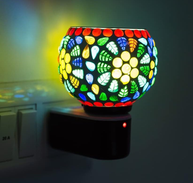 SPOCKY Ceramic Aroma Diffuser & Night Lamp - Essential Oil Burner with Switch (Flower Design) for Home Relaxation