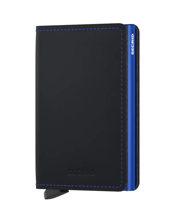 Secrid Slim Wallet - Matte Black & Blue RFID Blocking Minimalist Wallet for Men & Women | Perfect for Travel, Everyday Carry & Gift Giving
