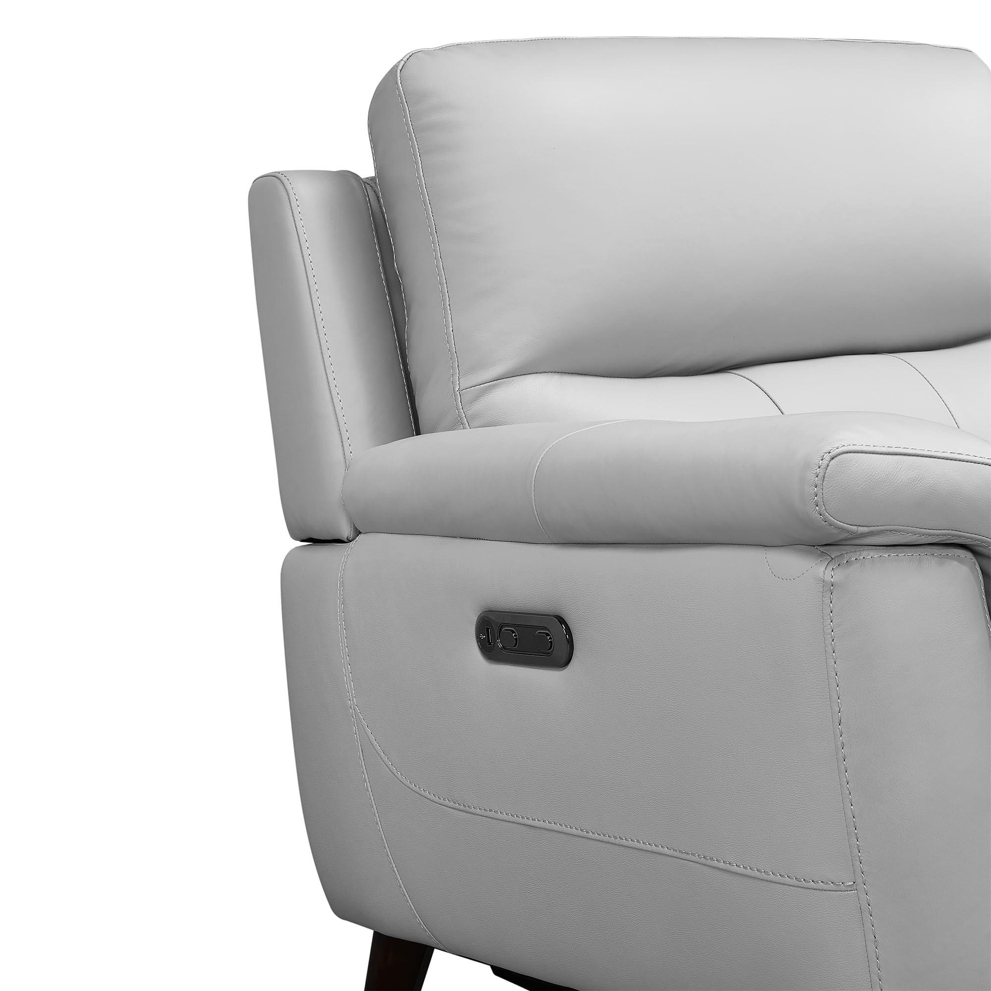 Armen Living Lizette Modern Top Grain Leather Power Recliner Accent Chair - Gray | Contemporary Living Room Furniture for Home Theater & Relaxation
