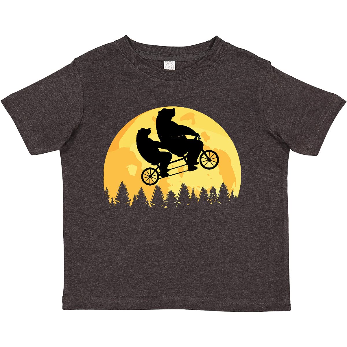 Inktastic Bear Bicycle Silhouette Moon Toddler T-Shirt - Cute Animal Graphic Tee for Boys & Girls - Soft Cotton Kids Shirt for Playtime, School & Outdoor Activities