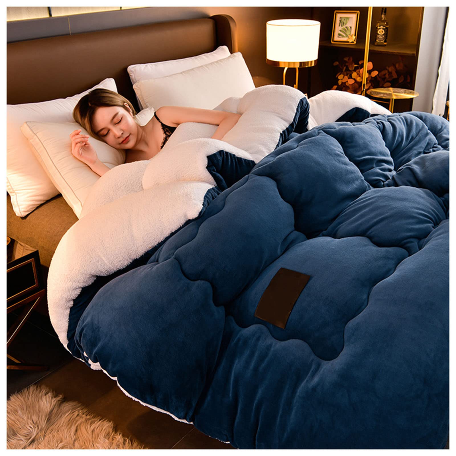 All-Season Quilted Cotton Duvet Insert - Twin Size Winter Warm Bed Quilt (200x230cm, 4kg) | Soft Thickened Lamb Cashmere Blanket for Cozy Sleep | Perfect for Bedrooms, Guest Rooms & Dorm Use