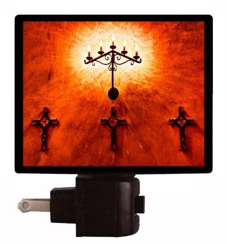 Religious LED Night Light with Three Crosses - Church Themed Plug-in Night Lamp for Bedroom, Nursery, Prayer Room & Home Decor
