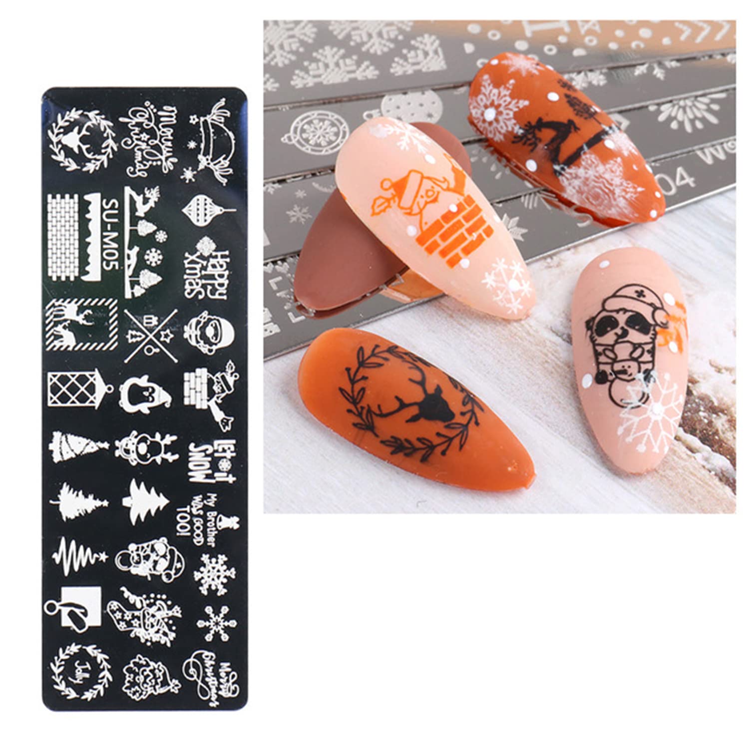 **6-Piece Christmas Nail Stamping Plate Set - DANNEASY Nail Art Stencils & Templates with Stamper & Scraper for Holiday Manicure Designs (Chic Series) | Perfect for DIY Nail Art, Holiday Parties & Festive Gift Giving**