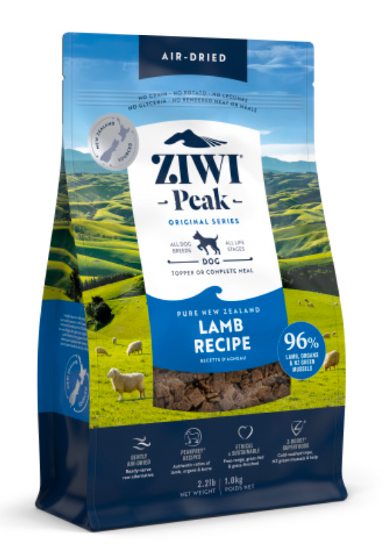 Ziwi Peak Air-Dried Dog Food - New Zealand Lamb Recipe, Grain-Free, High Protein for All Life Stages - Perfect for Travel, Training & Sensitive Stomachs