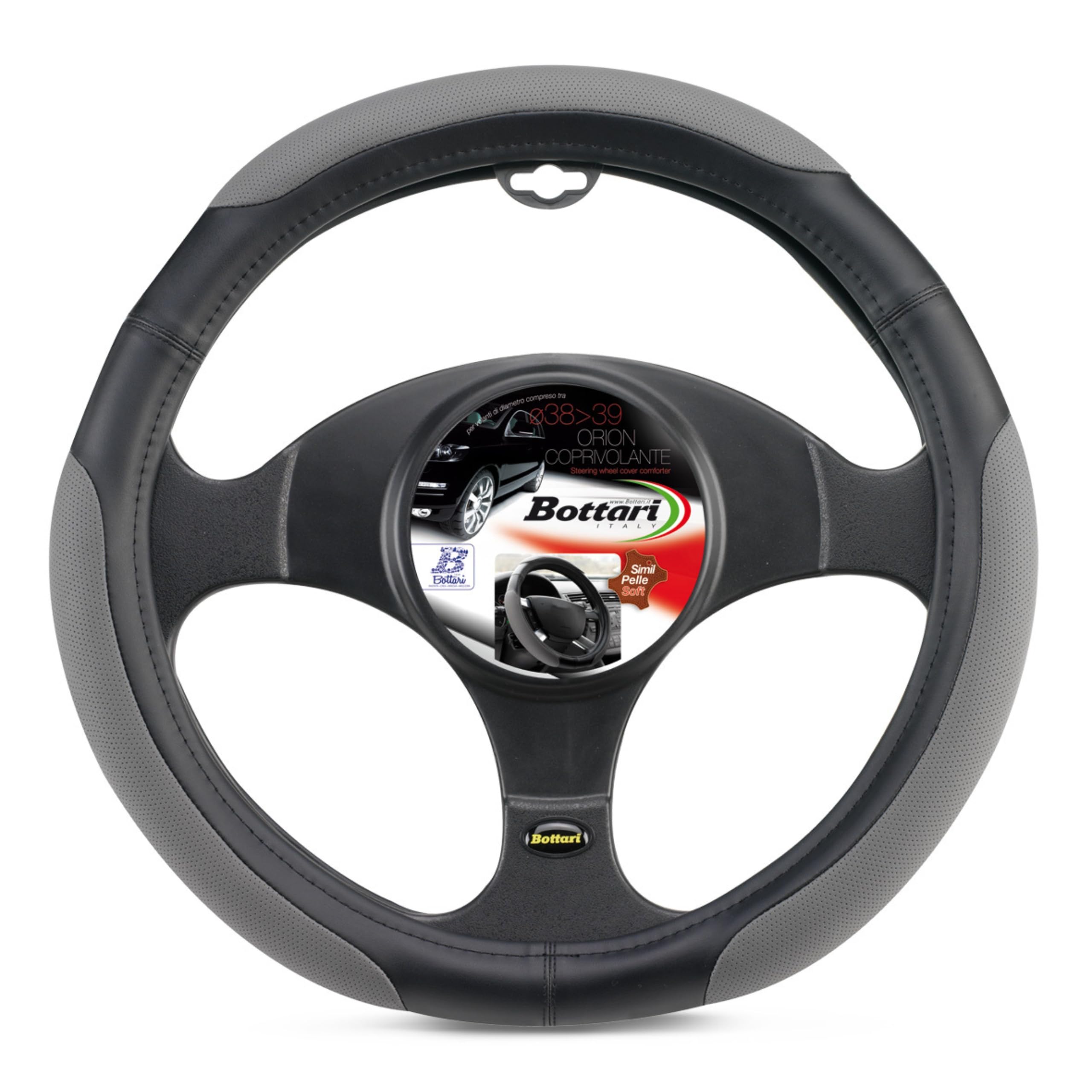 Orion 16287 Odorless Car Steering Wheel Cover - Grey, 37-39 cm Diameter - Non-Slip Grip for Comfortable Driving in All Seasons