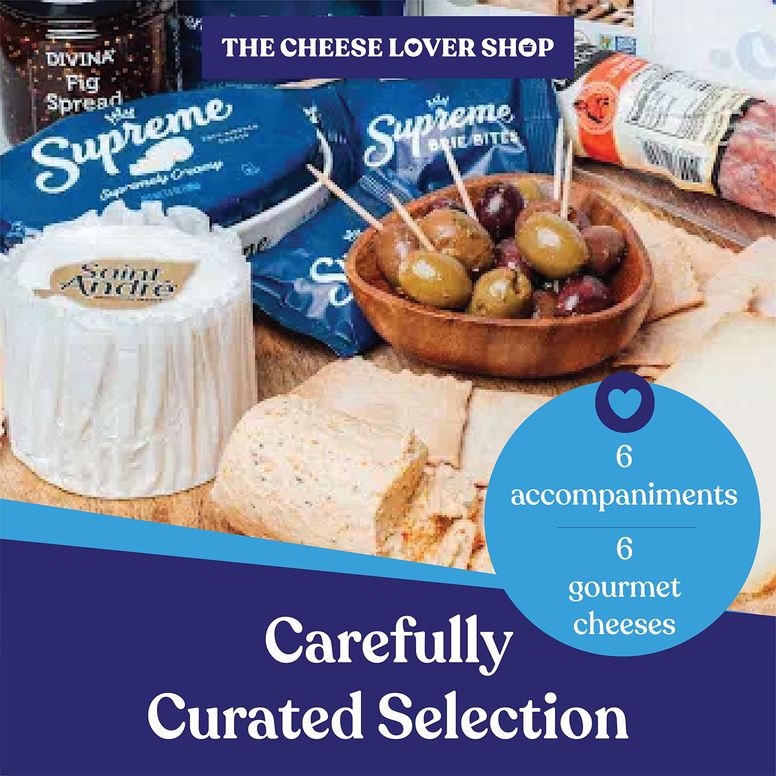 The Cheese Lover Shop Ultimate Box - Premium Cheese Platter with 6 Gourmet Cheeses & 6 Artisanal Accompaniments - Perfect Cheese Sampler Gift Set for Holidays, Parties & Wine Pairings