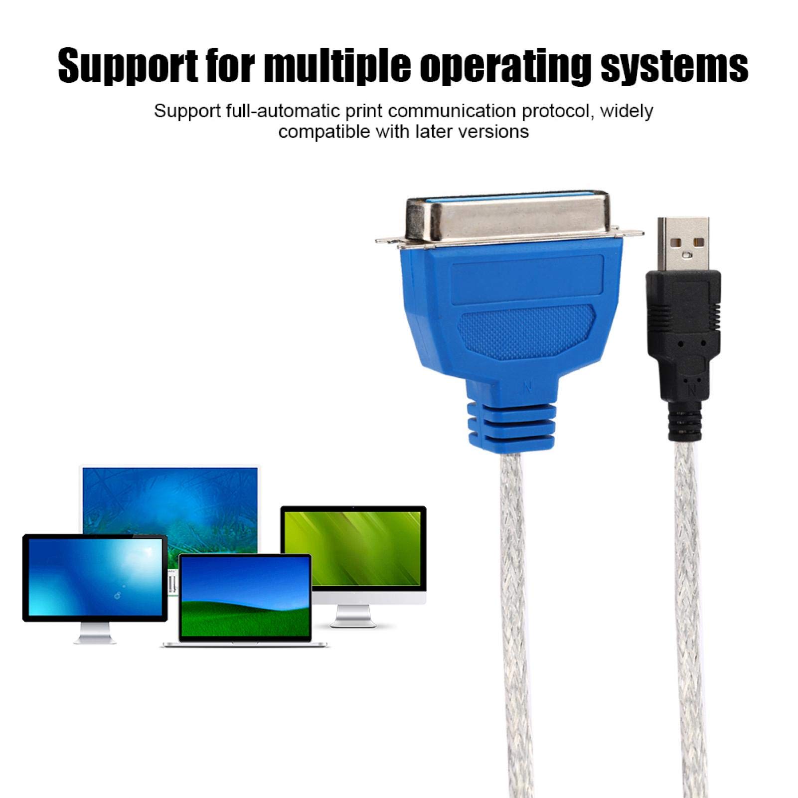Socobeta USB to Parallel Port Cable Adapter - 1.5m/4.9ft Printer Cable with Anti-Interference Technology, Compatible with Desktops & Laptops - Perfect for Home Office, Warehouse Label Printing, and Industrial Equipment Connectivity