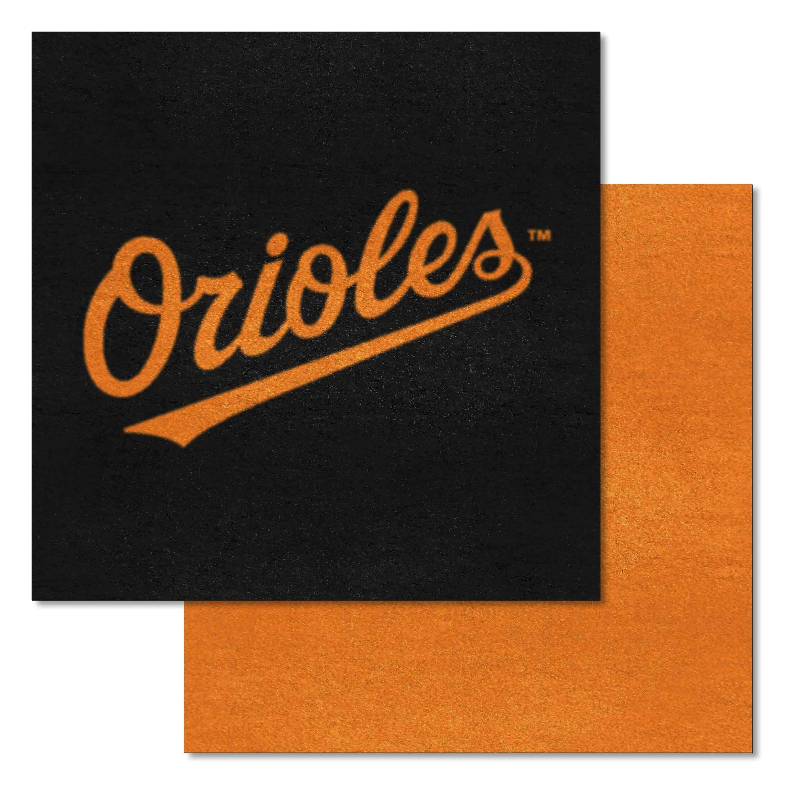 Fanmats 8576 MLB Baltimore Orioles Team Logo Nylon Carpet Tile - Durable Floor Mat for Home, Office & Game Room Decor