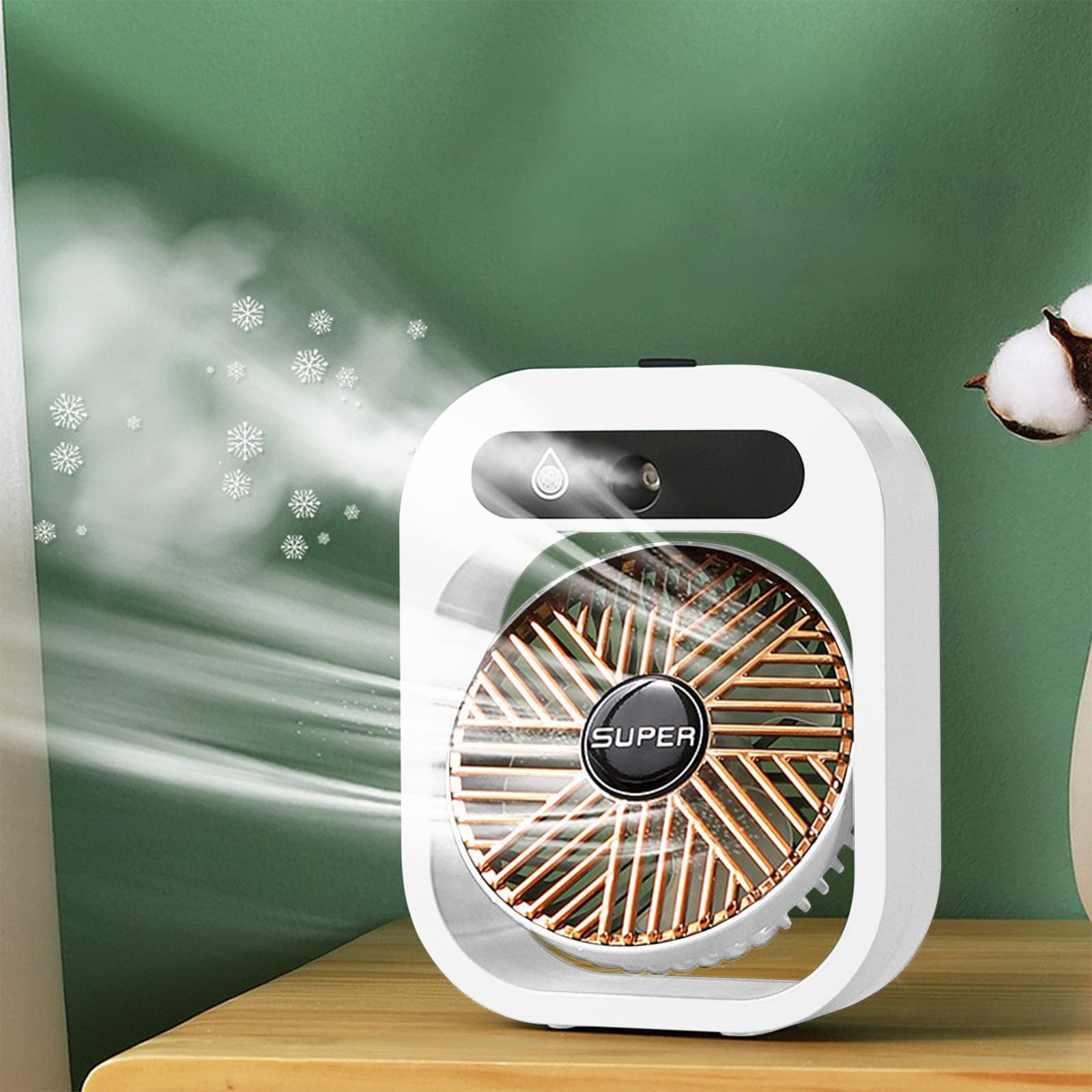 Portable USB Rechargeable Mini Air Conditioner Fan - 3 Speed Cooling with Humidifier for Home, Office, Bedroom | Personal Cooling for Desks, Nightstands & Small Spaces