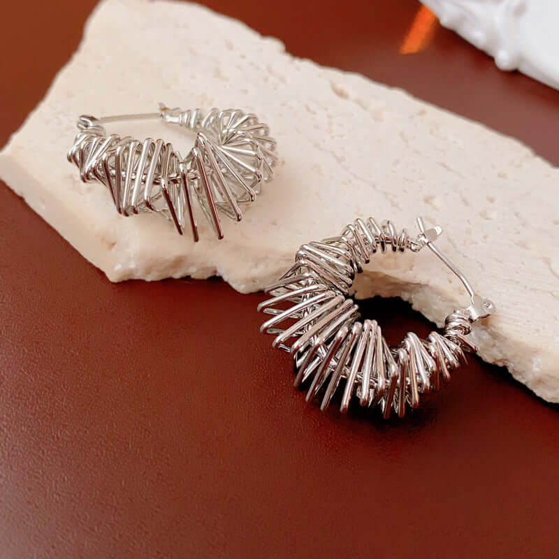 Trendy Spiral Triangle Hoop Earrings for Women | R1619 | Perfect for Parties, Date Nights & Everyday Wear
