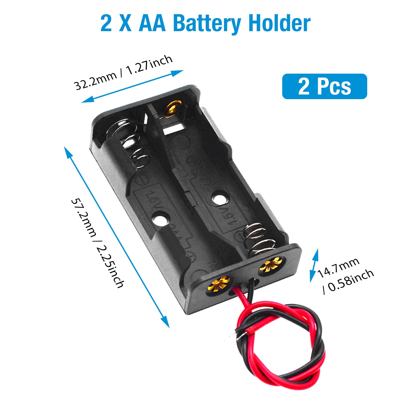 QTEATAK 8 Pack AA Battery Holders with Wires - 1.5V, 3V, 4.5V, 6V (1AA, 2AA, 3AA, 4AA) - Durable Plastic Battery Cases for DIY Electronics, Robotics, and Science Projects - Perfect for Circuit Boards, LED Lights, and School Experiments