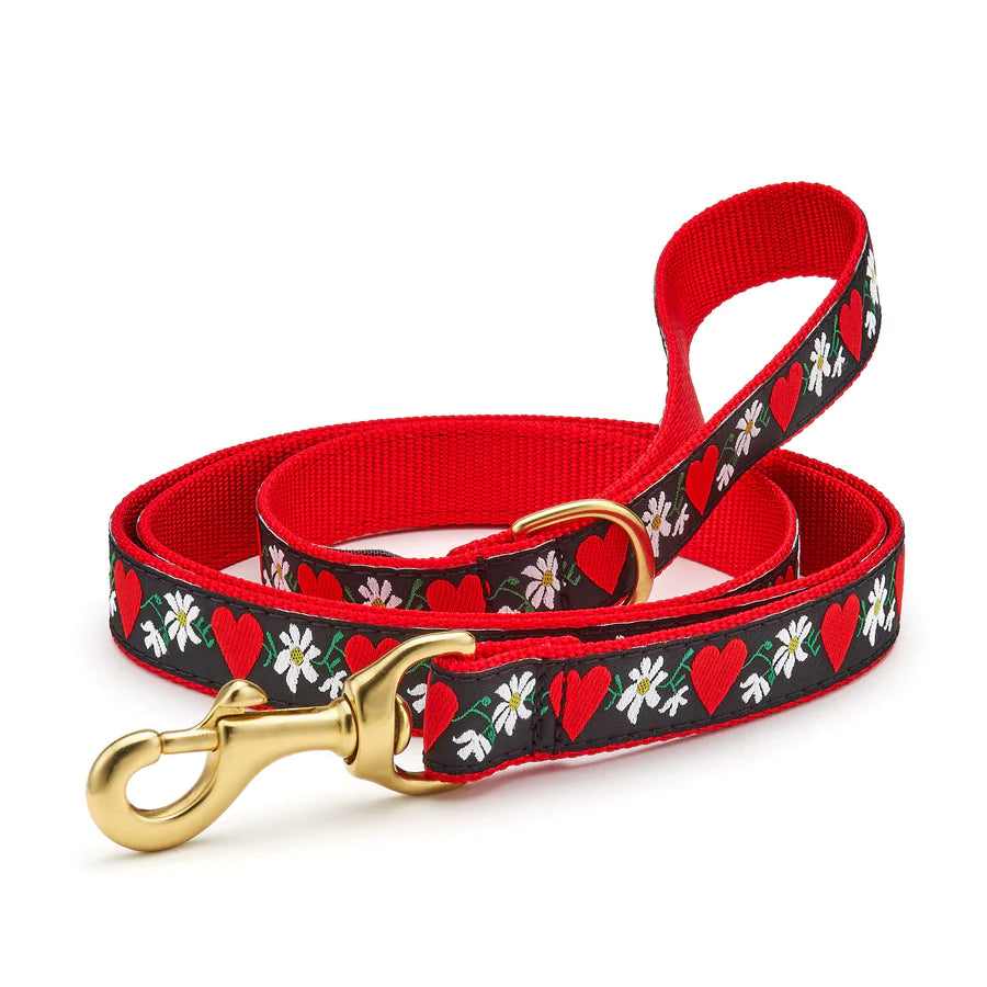 Hearts & Flowers Dog Leash - Cute Floral Pattern Pet Lead for Small & Medium Dogs - Perfect for Walks, Training & Outdoor Adventures