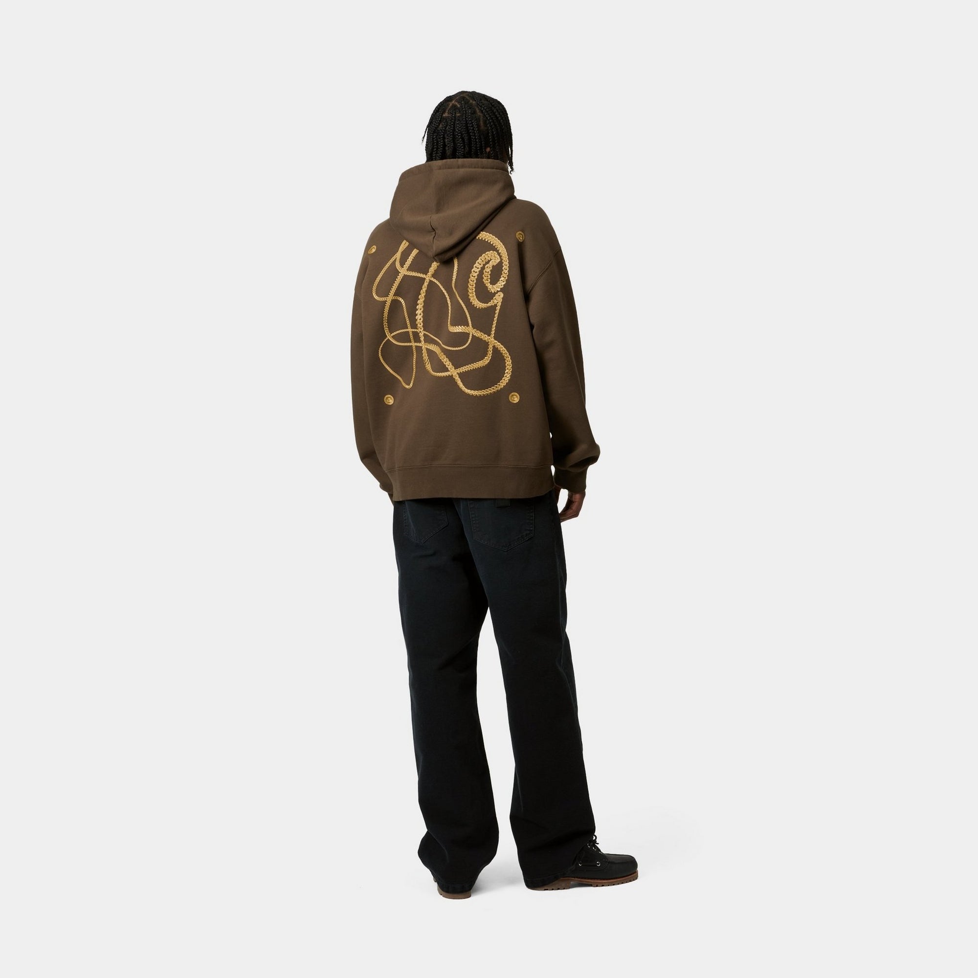 Liberica Hooded Charm Link Sweatshirt - Gold Stone Washed Cotton Pullover for Women | Casual Streetwear & Loungewear