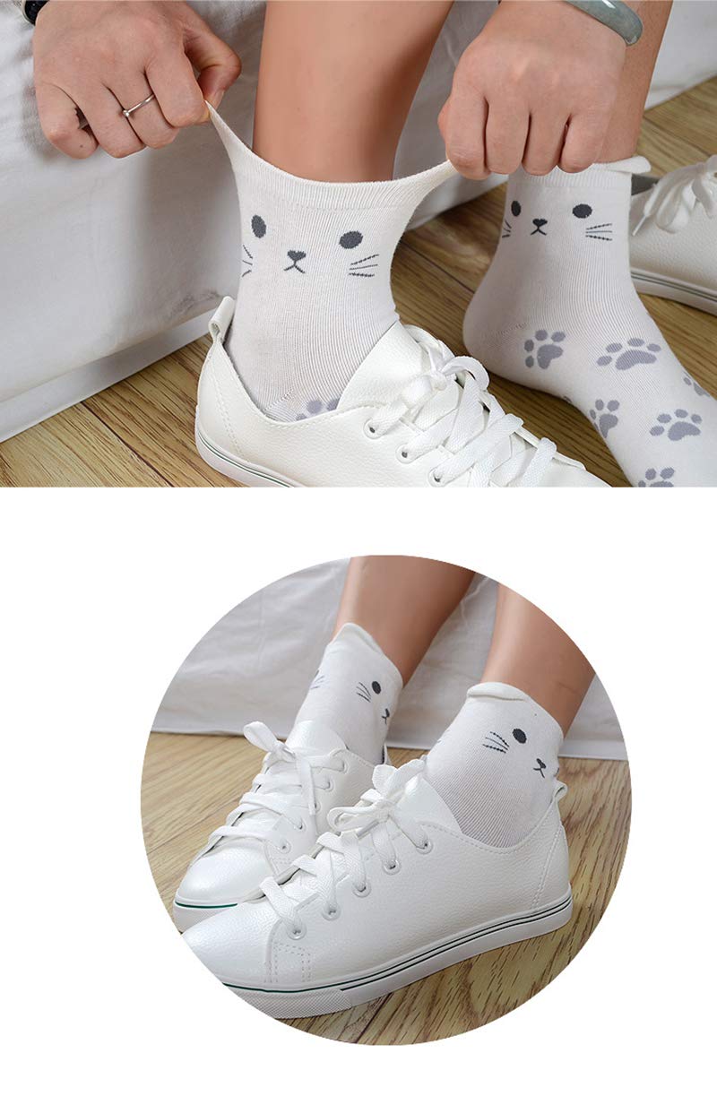 Cute Animal Socks for Women - Dog & Cat Lovers Gift - Funny Crew Socks for Daily Wear