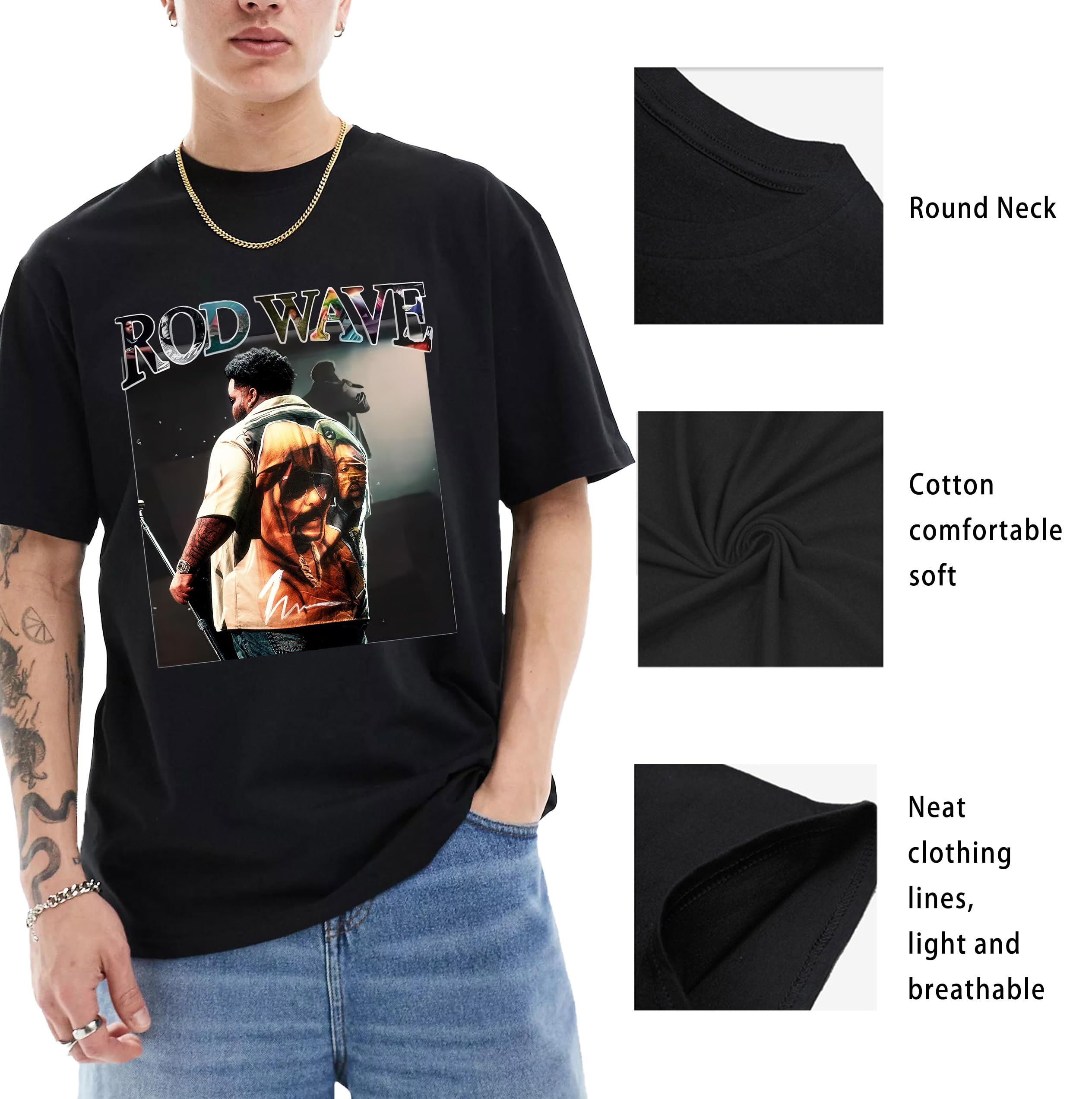 Men's Double Faced Wave T-Shirt - Breathable Cotton Tour Shirt for Music Fans - Perfect Gift for Men & Women - Great for Concerts, Festivals and Casual Wear