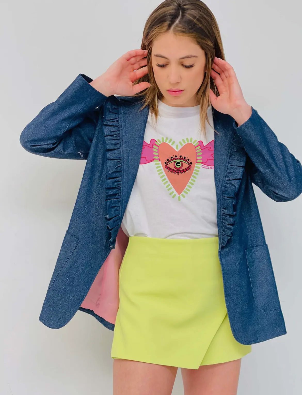 Fleepy Eyes Women's Lined Denim Blazer - Elegant Structured Jacket with Refined Details for Work, Office & Casual Outfits