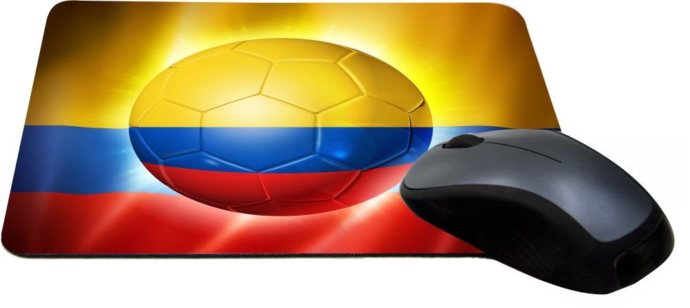 2014 Brazil World Cup Colombia Team Soccer Flag Design Gaming Mouse Pad - Non-Slip Rubber Base for PC & Laptop - Perfect for Gaming, Office & Home Use (MPSQ-RK-44256)