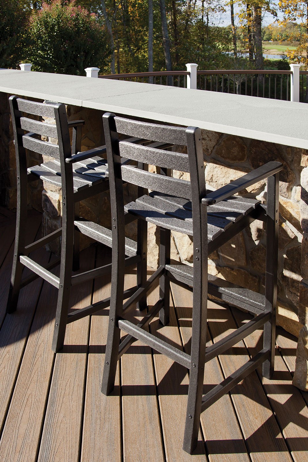 Trex Outdoor Furniture Monterey Bay Bar Rainforest Canopy Arm Chair - Weather-Resistant Patio Dining Chair for Backyard, Poolside & Deck Relaxation
