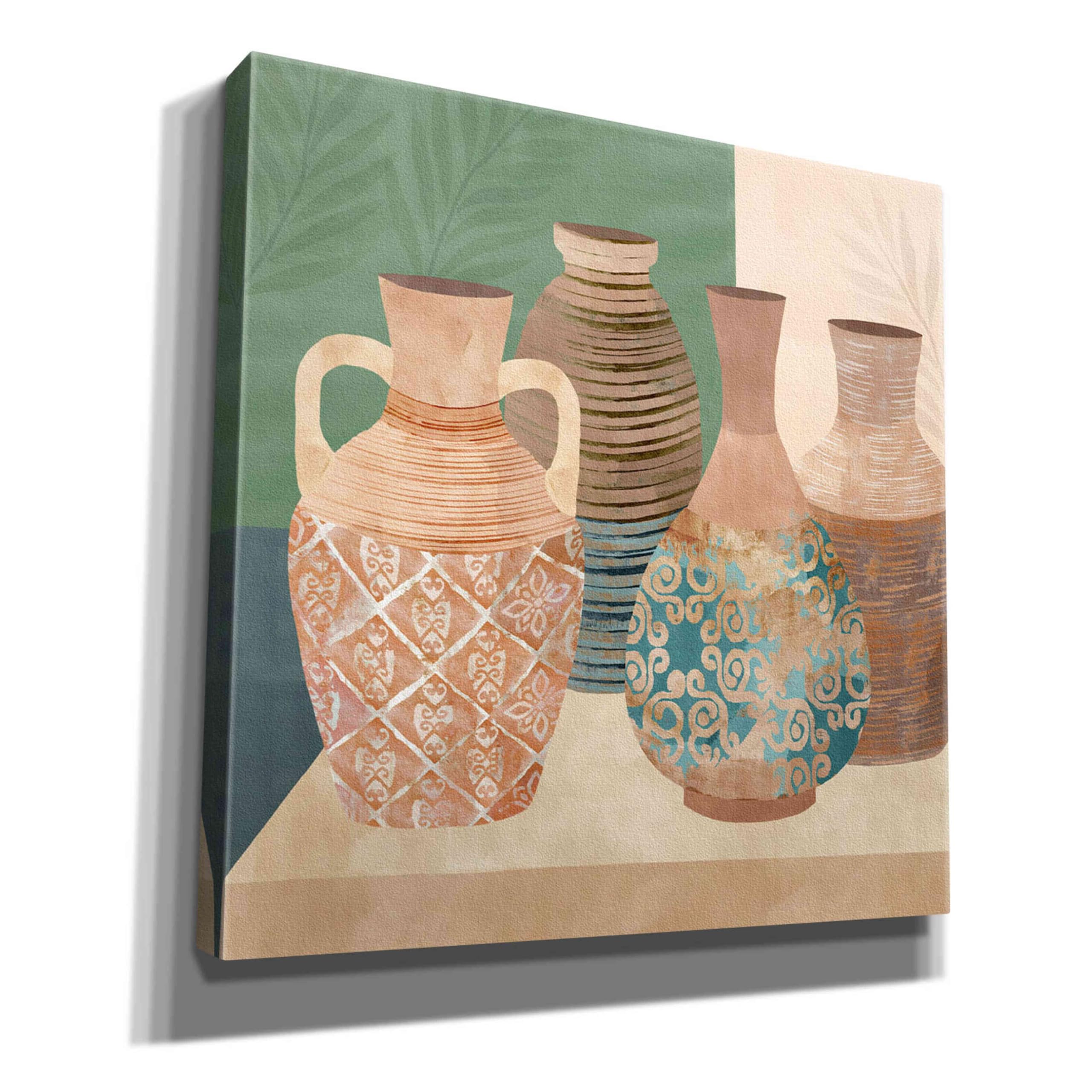 Epic Graffiti 'Earthenware Pots III' by Flora Kouta - 37x37 Inch Giclee Canvas Wall Art Print - Modern Abstract Home Decor for Living Room, Bedroom & Office