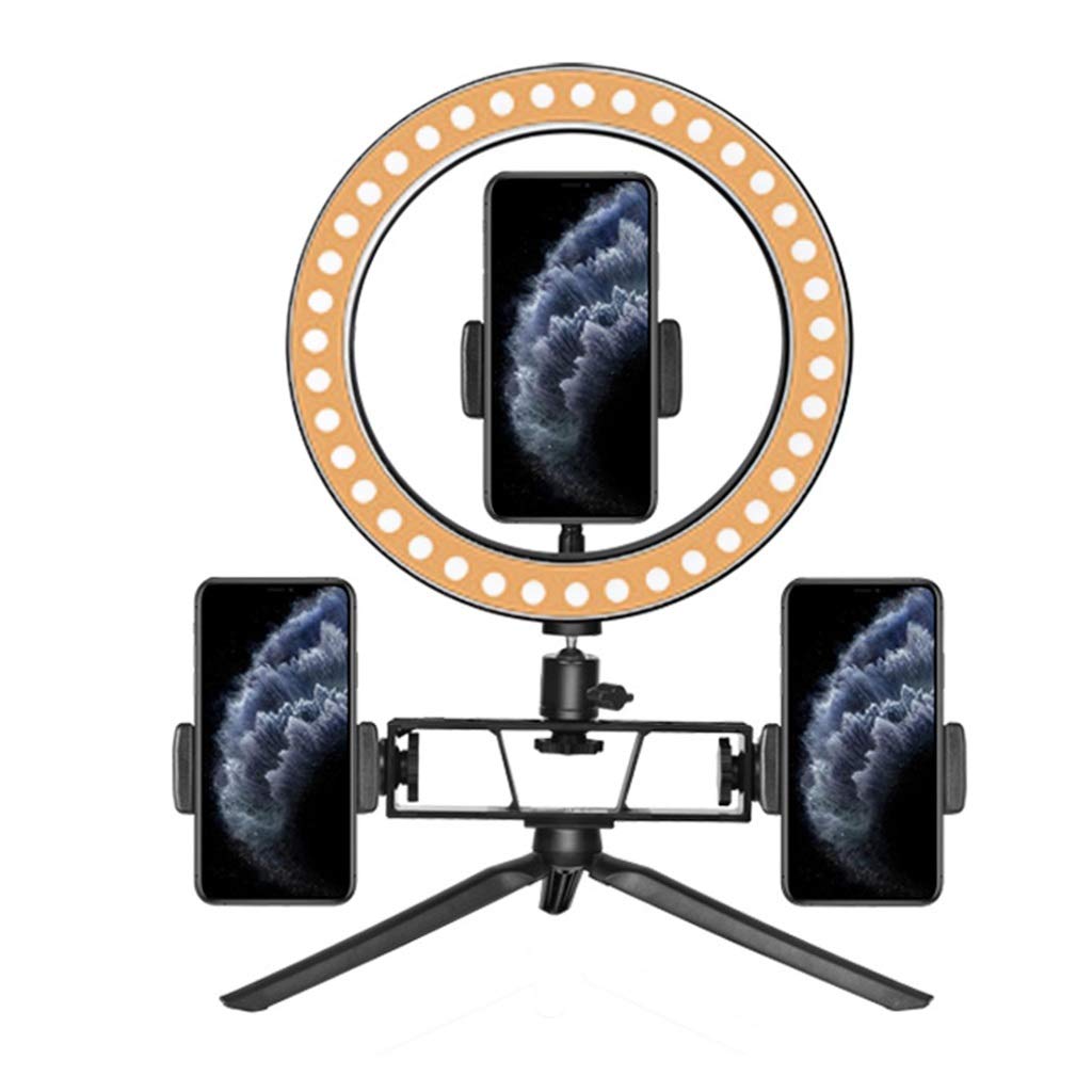 Professional LED Ring Light with Tripod & Phone Holder - 3 Color Adjustable Lighting for Photography, Video Recording, YouTube, TikTok & Live Streaming (Desktop Studio Light for Content Creators)