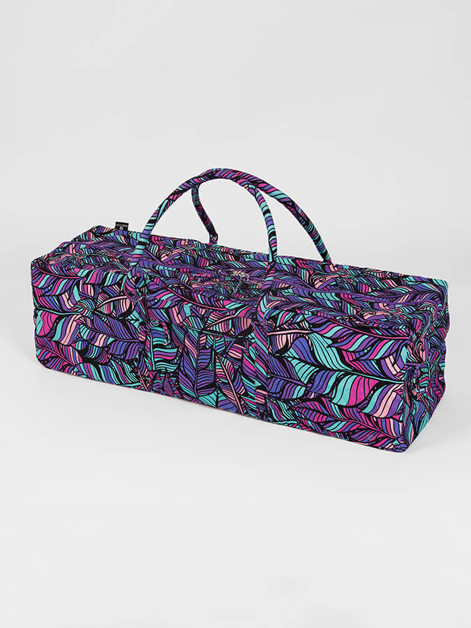 GOTS Certified Organic Cotton Yoga Equipment Kit Bag with Floral Design - Perfect for Yoga Studios, Home Practice & Travel
