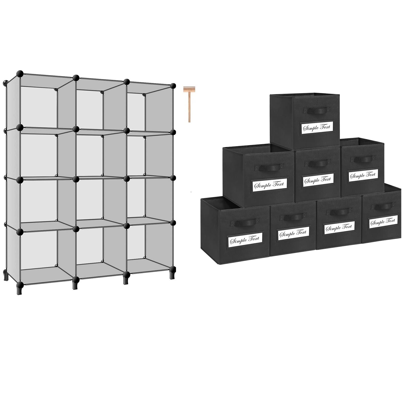 TomCare 12-Cube Storage Organizer with 8 Bins - Perfect for Closet & Home Organization