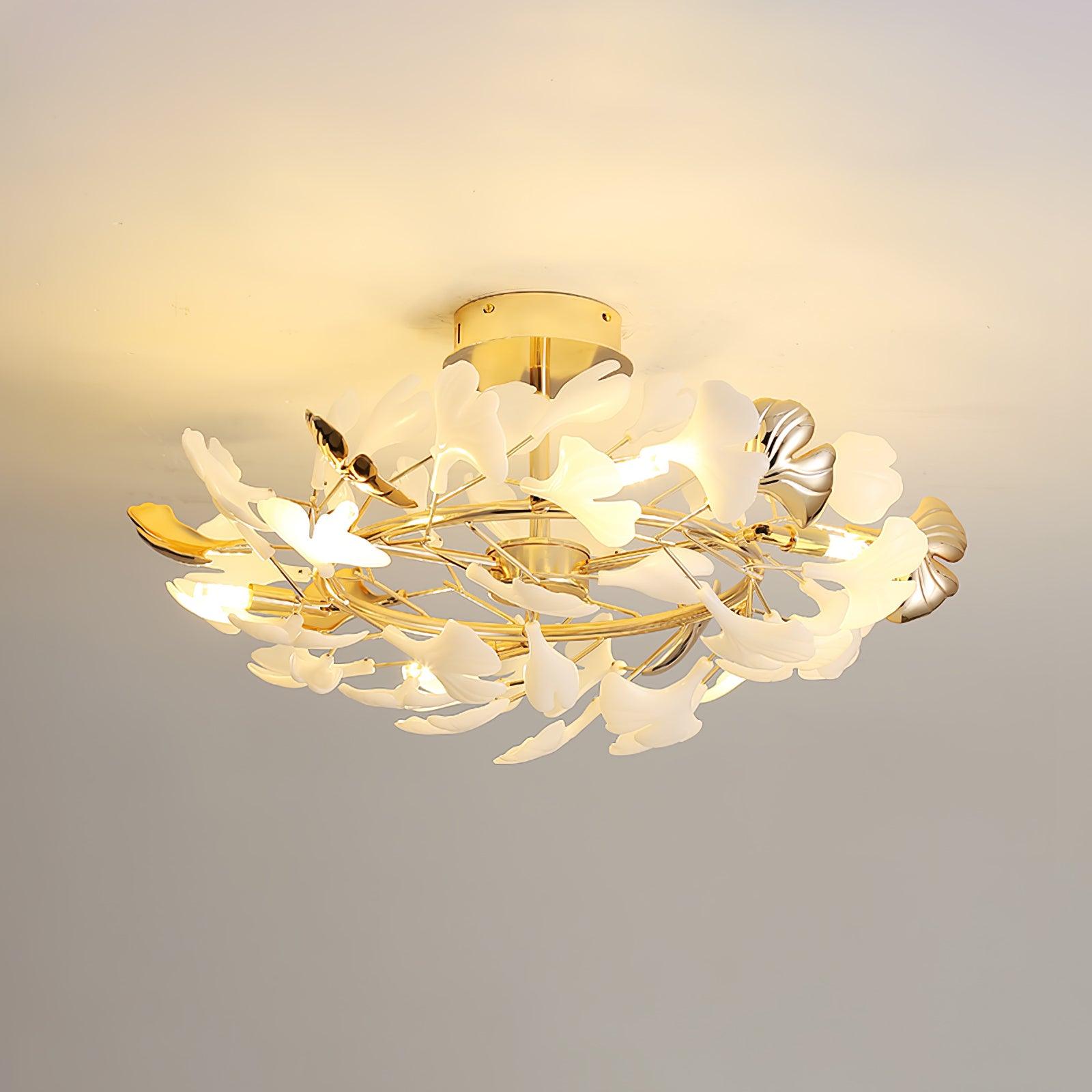 Ginkgo Rotating Ceiling Light - Modern LED Flush Mount Fixture with Adjustable Arms for Living Room, Bedroom, or Dining Room Lighting