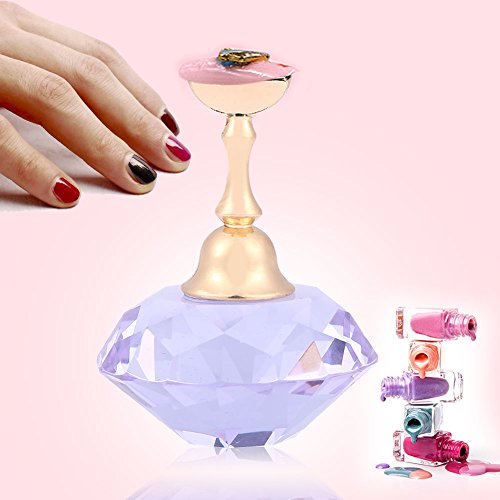 3 Colors Magnetic Nail Stand - Alloy Nail Art Display Holder for Salon & DIY Practice - Crystal Tip Practice Stand Base - Perfect for Manicure Training & Nail Art Showcase (Purple)